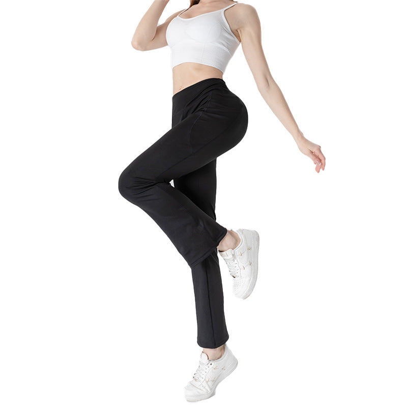 Ladies Mid Waist Abdominal-shaping Slimming Cropped Pants Casual Pocket Bootcut Trousers